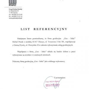 Dokument z listą referencji (rekomendacje).
